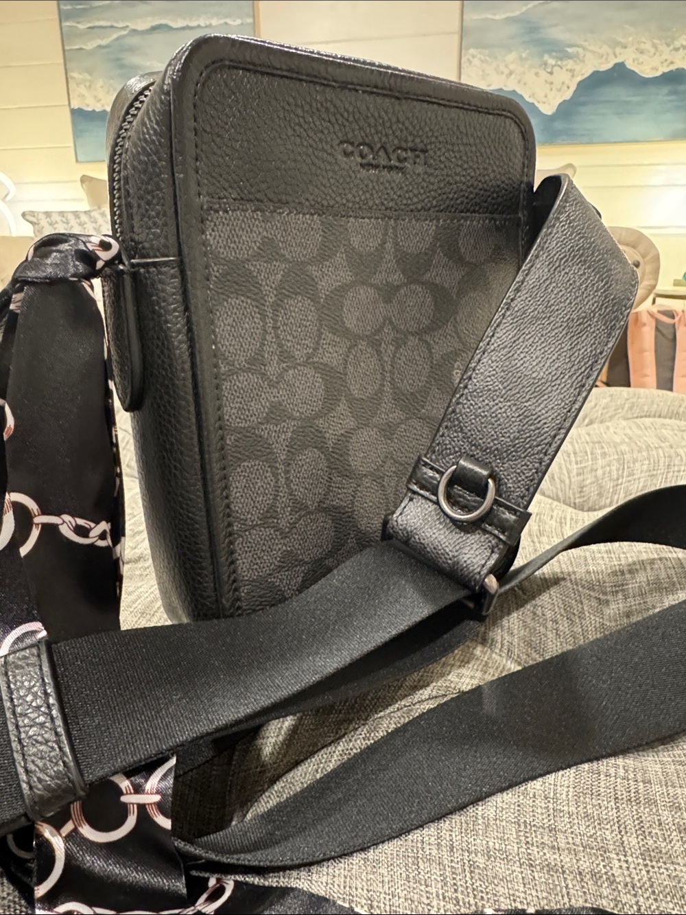 Coach Bag Sullivan Black Charcoal Signature Logo Crossbody Messenger Bag - Picture 3 of 17